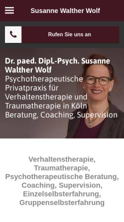 Vorschau der mobilen Webseite www.psychotherapie-waltherwolf.de, Dr. paed. Dipl.-Psych. Susanne Walther Wolf,