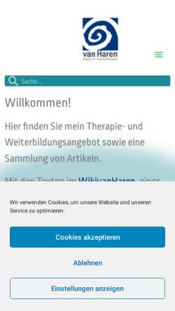 Vorschau der mobilen Webseite www.psychotherapie-vanharen.de, Dr. phil. Dipl. Psych. Werner van Haren