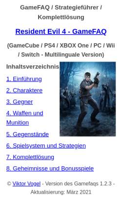 Vorschau der mobilen Webseite re4faq.kubik-rubik.eu, Resident Evil 4 Gamefaq