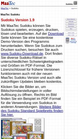 Vorschau der mobilen Webseite www.maatec.de, MaaTec Sudoku