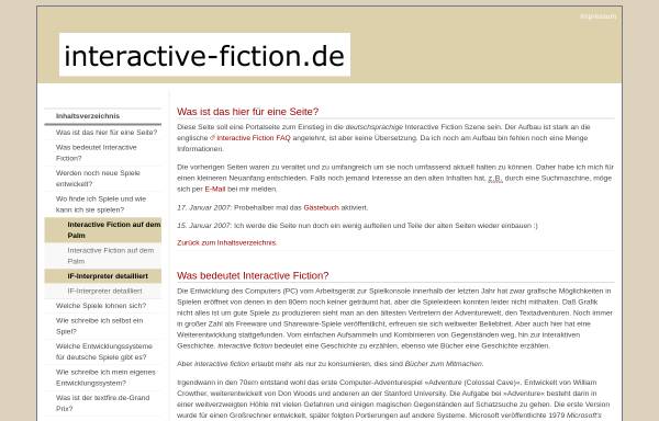 Vorschau von interactive-fiction.de, Interactive-Fiction