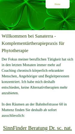 Vorschau der mobilen Webseite www.sanaterra.ch, Dr. Simone S. Flückiger