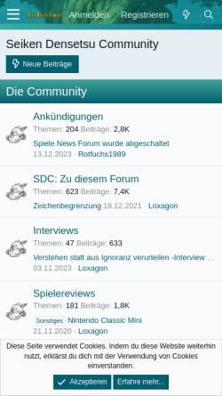Vorschau der mobilen Webseite www.sdc-forum.de, Seiken Densetsu Community