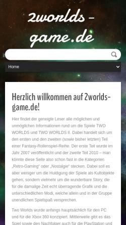 Vorschau der mobilen Webseite www.2worlds-game.de, Two Worlds Game