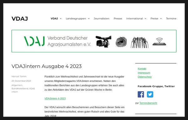 Vorschau von www.vdaj.de, Verband Deutscher Agrarjournalisten - Kommunikation Agrar e.V.