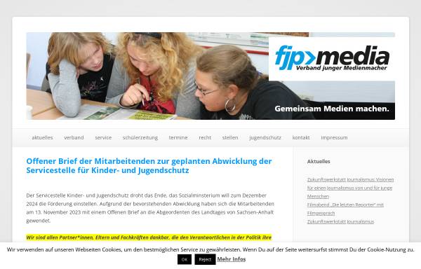 Vorschau von www.fjp-media.de, fjp media Verband junger Medienmacher in Sachsen-Anhalt