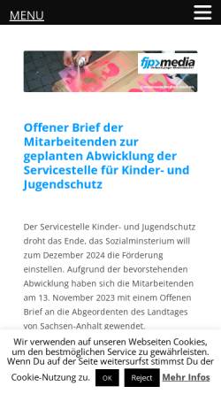 Vorschau der mobilen Webseite www.fjp-media.de, fjp media Verband junger Medienmacher in Sachsen-Anhalt