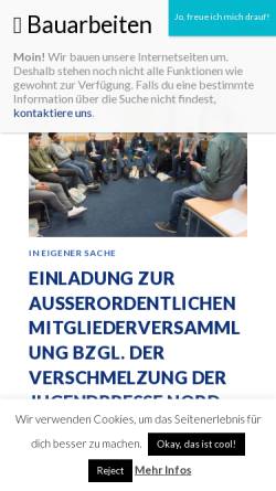 Vorschau der mobilen Webseite www.jppi.de, Junge Presse Pinneberg e.V.