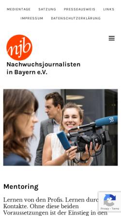 Vorschau der mobilen Webseite www.njb-online.de, Nachwuchsjournalisten in Bayern e.V.