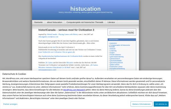 Vorschau von histucation.wordpress.com, Histucation: historiCanada - Serious Mod für Civilization 3