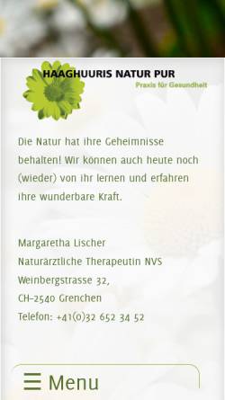 Vorschau der mobilen Webseite www.haaghuuri.ch, Praxis für Gesundheit Margaretha Lischer