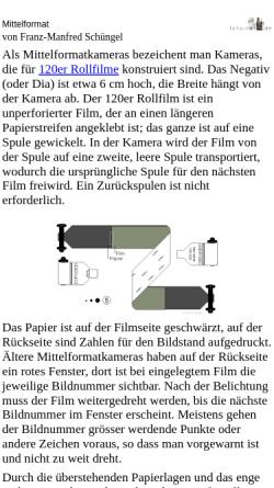 Vorschau der mobilen Webseite foto-net.de, Einführung zu Mittelformatkameras