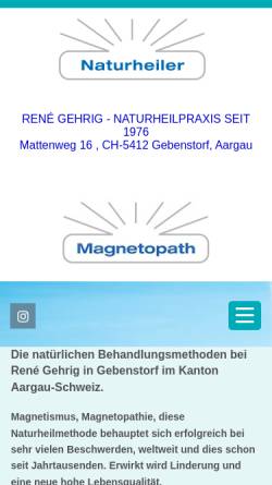 Vorschau der mobilen Webseite www.gehrig-naturheiler.ch, René Gehrig