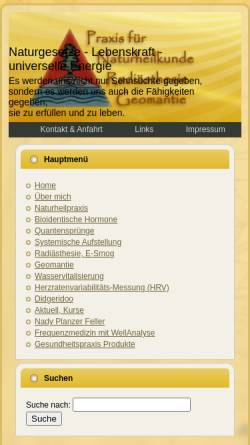 Vorschau der mobilen Webseite www.ursfeller.ch, Gesundheitspraxis Urs Feller, eidg. dipl. Naturheilpraktiker