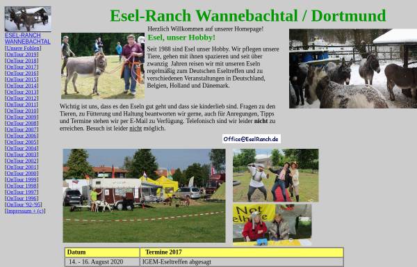 Vorschau von www.eselranch.de, Esel-Ranch Wannebachtal