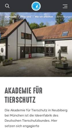 Vorschau der mobilen Webseite www.tierschutzakademie.de, Akademie für Tierschutz