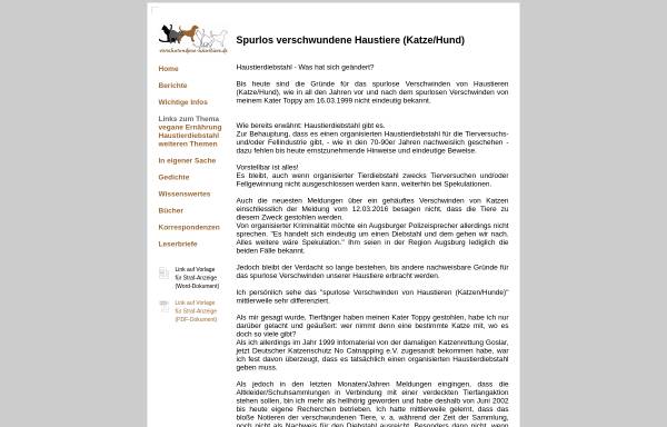 Vorschau von verschwundene-haustiere.de, Interessengemeinschaft Verschwundene Haustiere