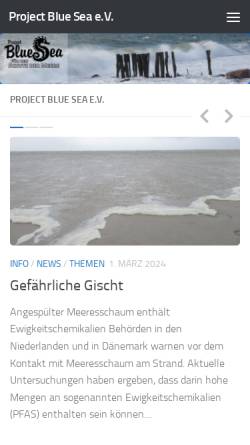 Vorschau der mobilen Webseite www.projectbluesea.de, Project Blue Sea e.V.