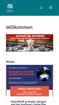 Vorschau der mobilen Webseite www.lscv.ch, Schweizer Liga gegen Vivisektion