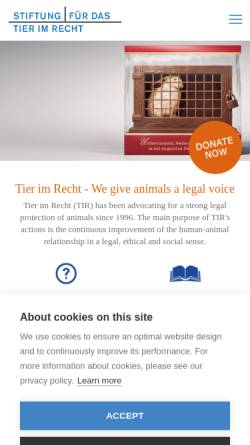 Vorschau der mobilen Webseite www.tierimrecht.org, Stiftung für das Tier im Recht