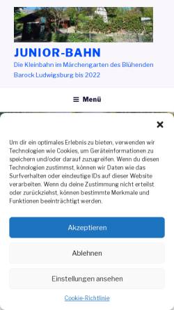 Vorschau der mobilen Webseite www.juniorbahn.de, Juniorbahn Ludwigsburg