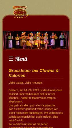 Vorschau der mobilen Webseite www.clowns.ch, Clowns und Kalorien
