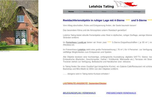 Vorschau von www.lotshues.de, Ferienwohnung Lotshüs-Tating