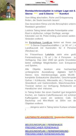Vorschau der mobilen Webseite www.lotshues.de, Ferienwohnung Lotshüs-Tating