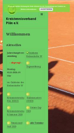 Vorschau der mobilen Webseite www.tennis-ktvploen.de, Kreistennisverband Plön