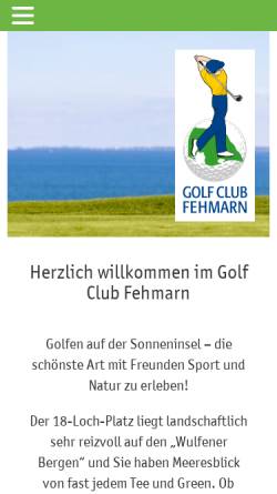 Vorschau der mobilen Webseite www.golfclub-fehmarn.de, Golfclub Fehmarn