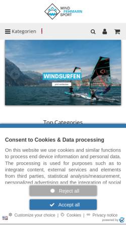 Vorschau der mobilen Webseite windsport.de, Windsport Fehmarn
