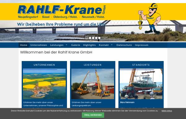 Vorschau von www.rahlf-krane.de, Rahlf Kranarbeiten und Spezialtransporte
