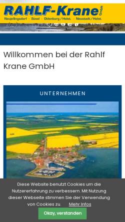 Vorschau der mobilen Webseite www.rahlf-krane.de, Rahlf Kranarbeiten und Spezialtransporte