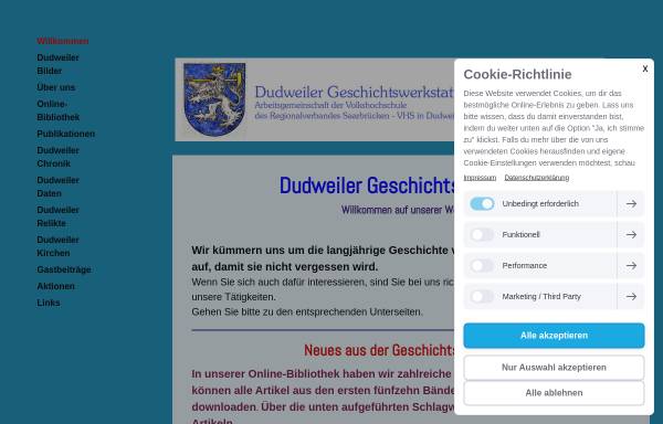 Vorschau von www.dudweiler-geschichtswerkstatt.de, Dudweiler Geschichtswerkstatt