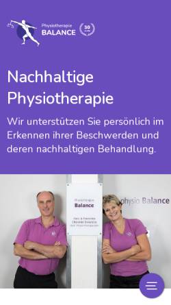 Vorschau der mobilen Webseite www.physio-balance.ch, Physiotherapie Balance
