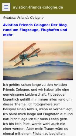 Vorschau der mobilen Webseite www.aviation-friends-cologne.de, Aviation Friends Cologne