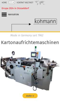 Vorschau der mobilen Webseite kohmann.de, Kohmann GmbH & Co. KG