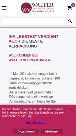 Vorschau der mobilen Webseite www.walter-verpackungen.de, Walter Verpackungen GmbH