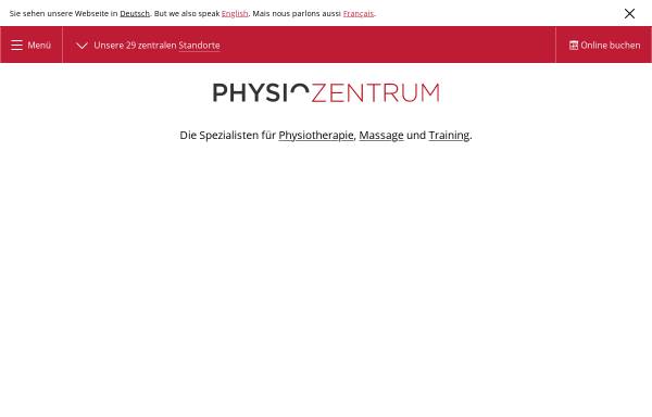 Vorschau von www.physiozentrum.ch, Physiotherapie- und Trainingszentrum Pieter Keulen
