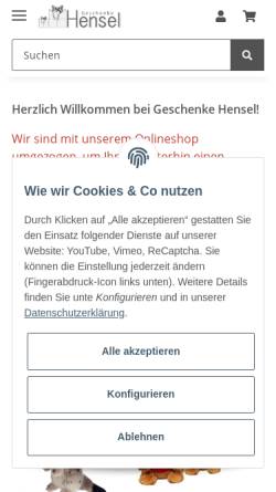 Vorschau der mobilen Webseite www.geschenke-hensel.de, Dirk Hensel