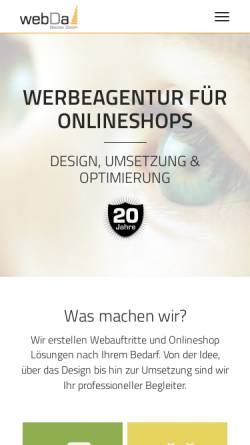 Vorschau der mobilen Webseite www.webda.de, webDa Medien GmbH