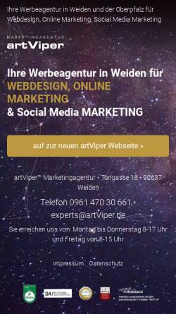 Vorschau der mobilen Webseite www.artviper.de, artViper Marketingagentur - Laila Sonntag