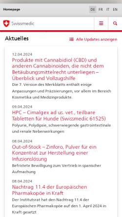 Vorschau der mobilen Webseite www.swissmedic.ch, Swissmedic