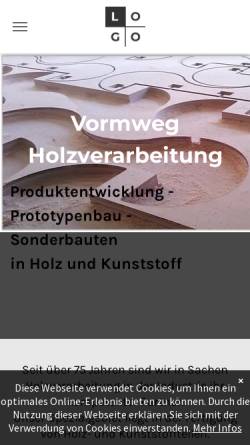 Vorschau der mobilen Webseite www.vormweg-holzverarbeitung.de, Vormweg Holzverarbeitung, Inh. André Vormweg
