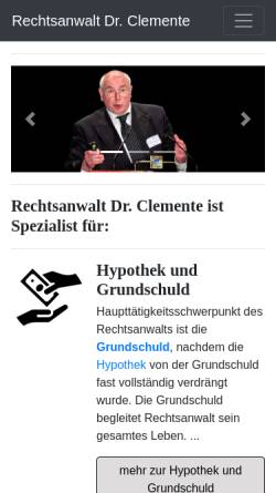 Vorschau der mobilen Webseite clemente.de, Rechtsanwalt Dr. Clemens Clemente, München