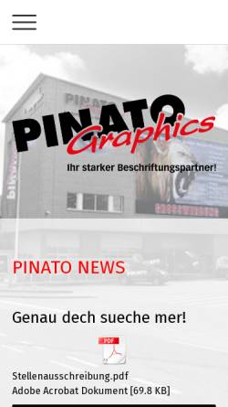 Vorschau der mobilen Webseite pinato-graphics.ch, Pinato Graphics AG