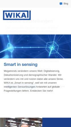 Vorschau der mobilen Webseite www.manometer.ch, WIKA Manometer AG