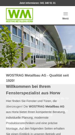 Vorschau der mobilen Webseite www.wostrag.ch, WOSTRAG Metallbau