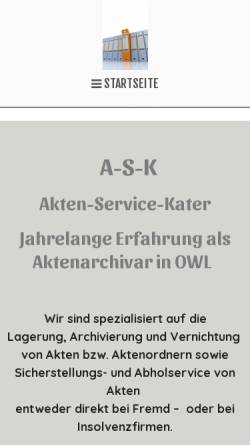 Vorschau der mobilen Webseite www.akten-service.com, Akten Service Kater A-S-K
