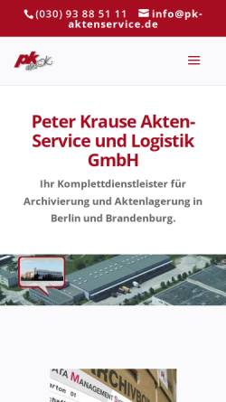 Vorschau der mobilen Webseite pk-aktenservice.de, Peter Krause Akten-Service und Logistik GmbH